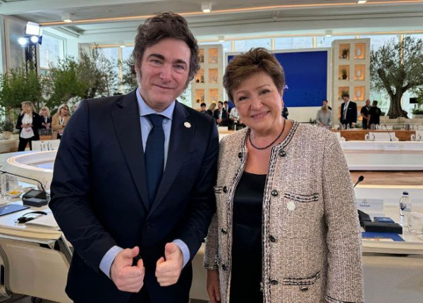 Javier Milei junto a Kristalina Georgieva